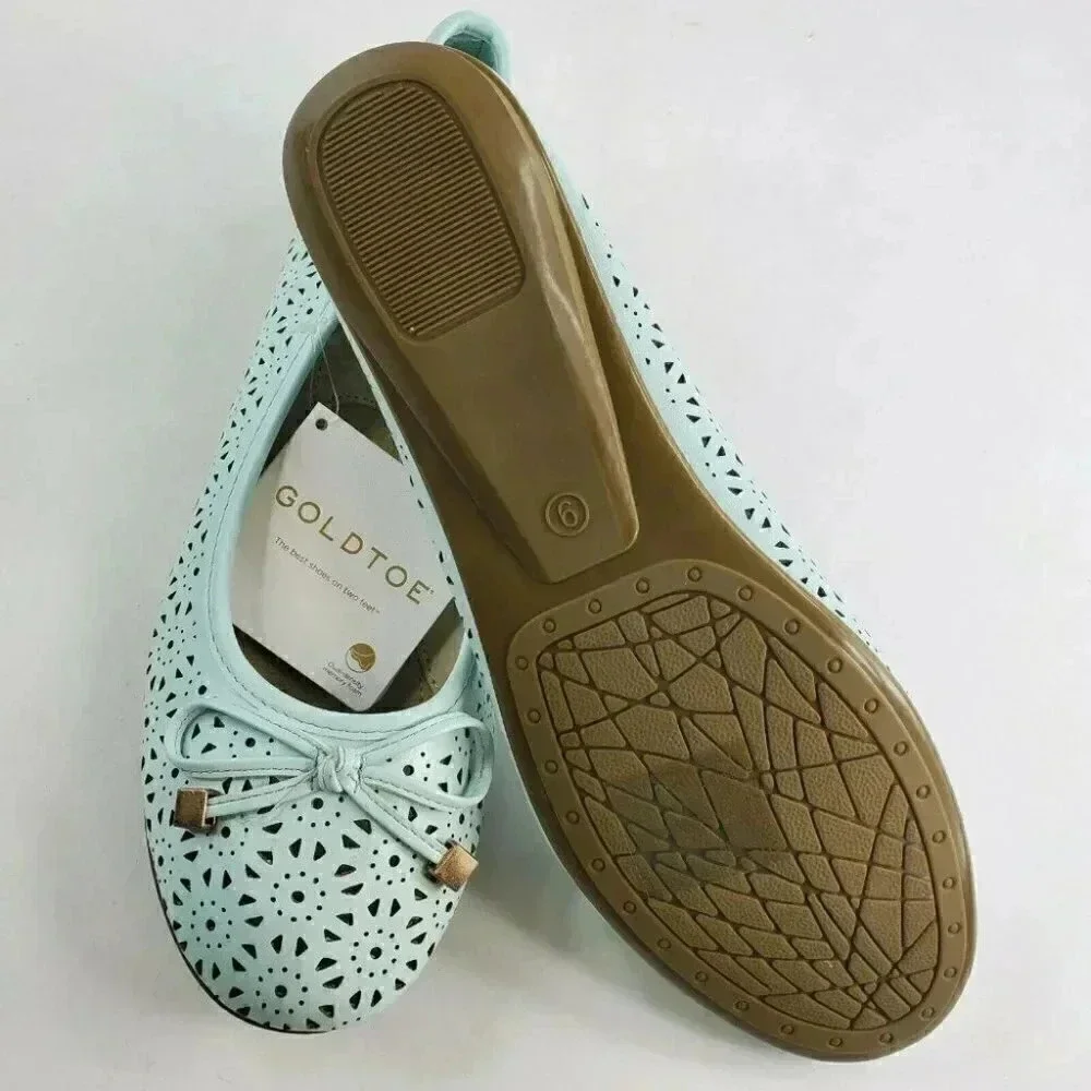 Goldtoe Comfort Plus Memory Foam Slip On Women's Bow Tie Flats Pumps New 7.5/9